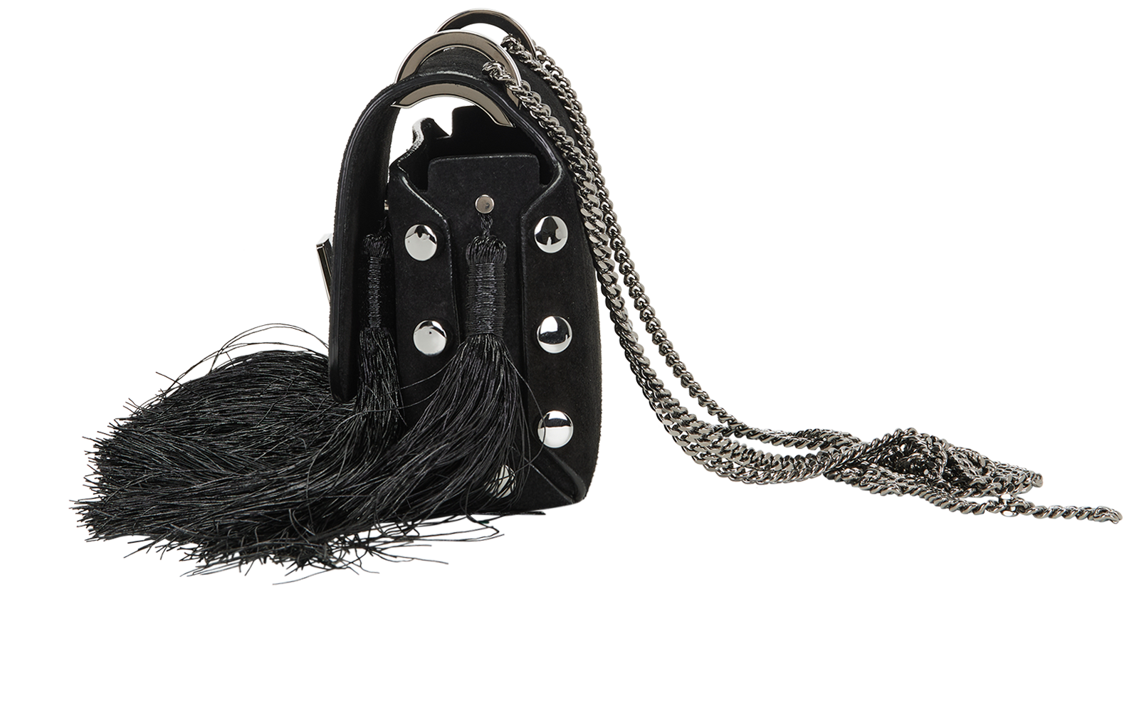 Fringed Lockett, &pound;450, Handbags, Black, Suede, Bottom view